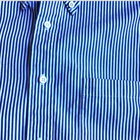 ARBORWAY pinpoint Oxford blue striped 80’s 2 ply cotton shirt Sz 15.5- 32/33 - Picture 5 of 7